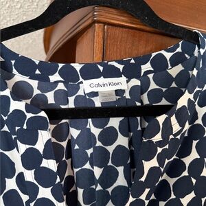 Calvin Klein Navy Polka Dot Blouse Suit Separates